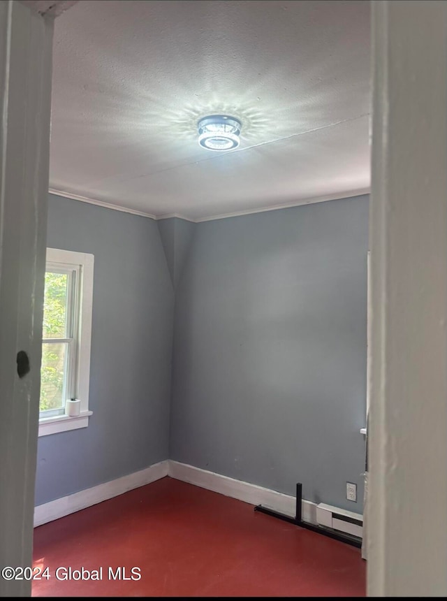 carpeted spare room with a textured ceiling