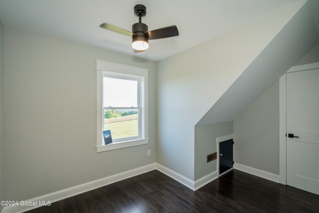 bonus room featuring dark hardwood / wood-style floors and ceiling fan