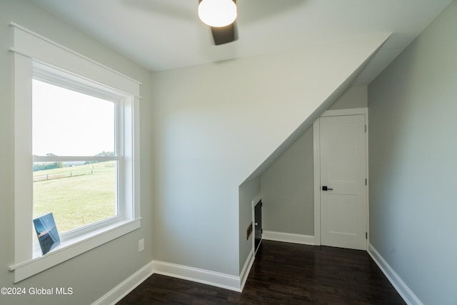 bonus room with dark hardwood / wood-style flooring