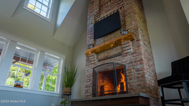 interior details with a fireplace