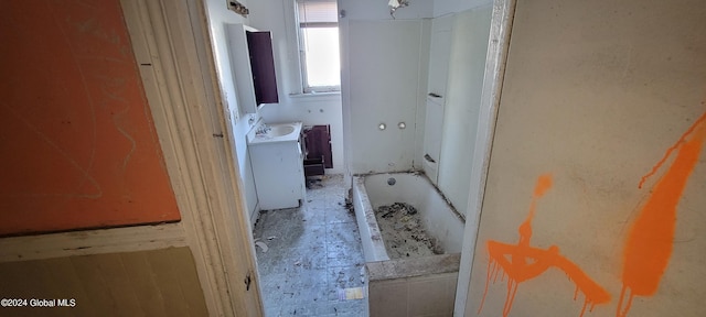 bathroom featuring vanity and a bathtub