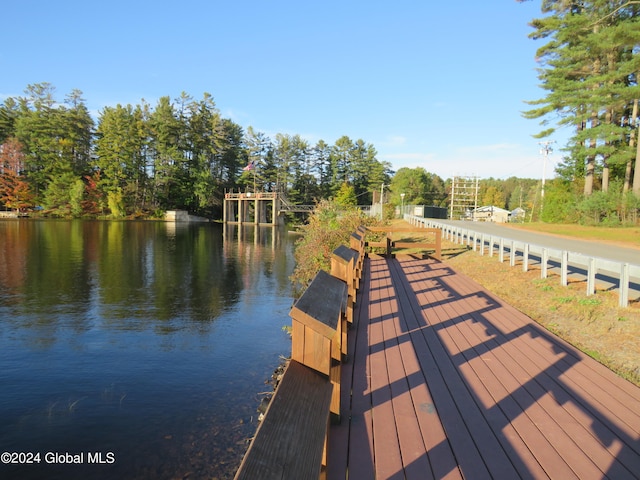 dock area featuring a water view