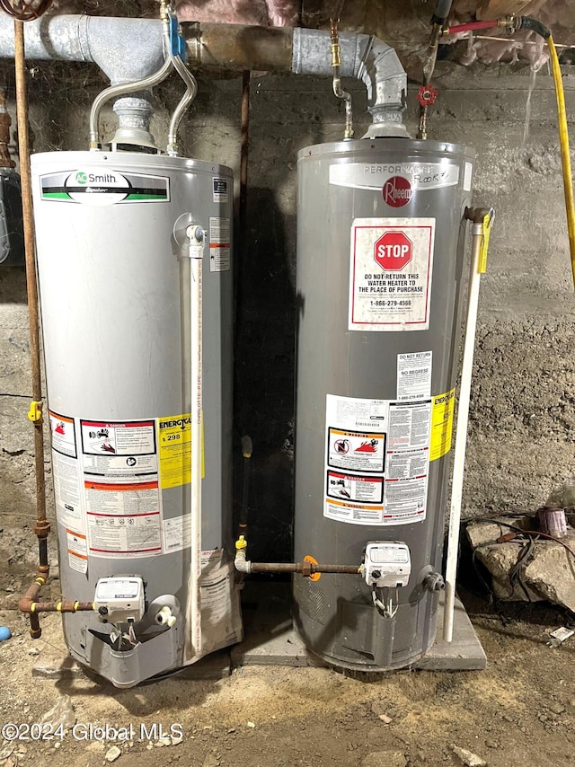 utility room featuring gas water heater