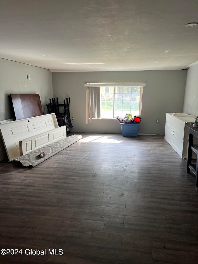 interior space with dark wood-type flooring