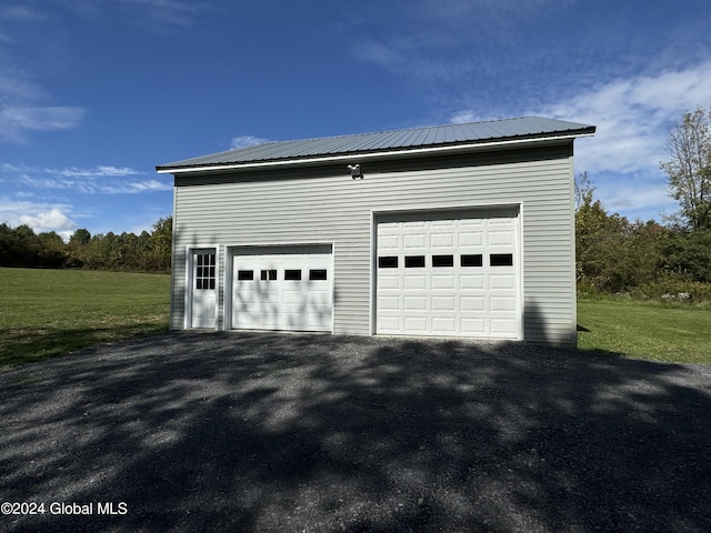 view of detached garage