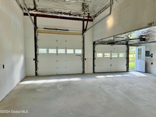 garage with a garage door opener