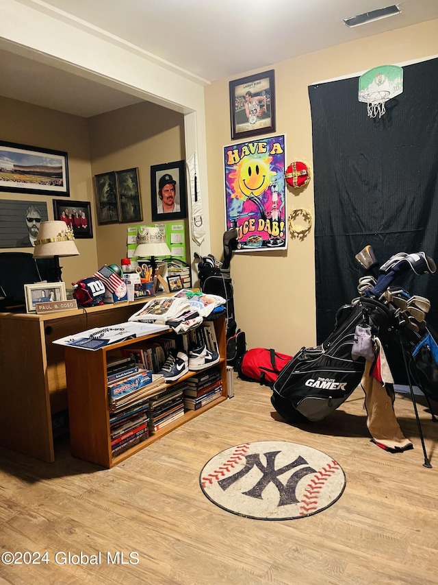 bedroom with light hardwood / wood-style flooring