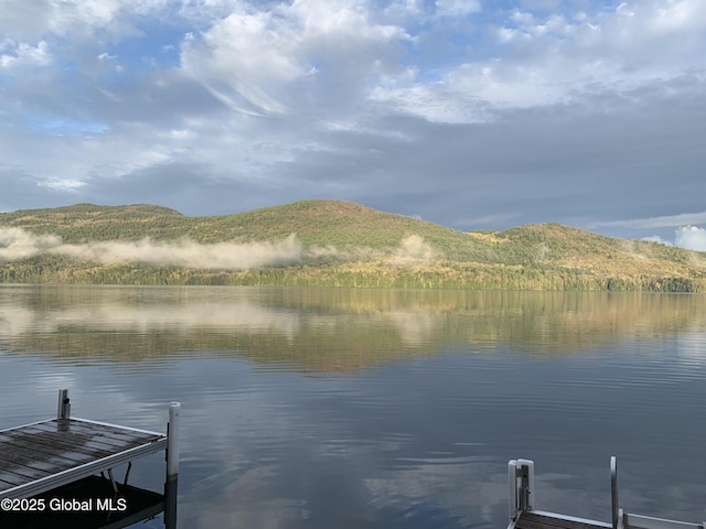 dock area with a water and mountain view