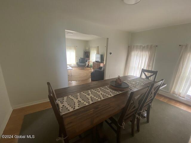 dining space featuring hardwood / wood-style flooring