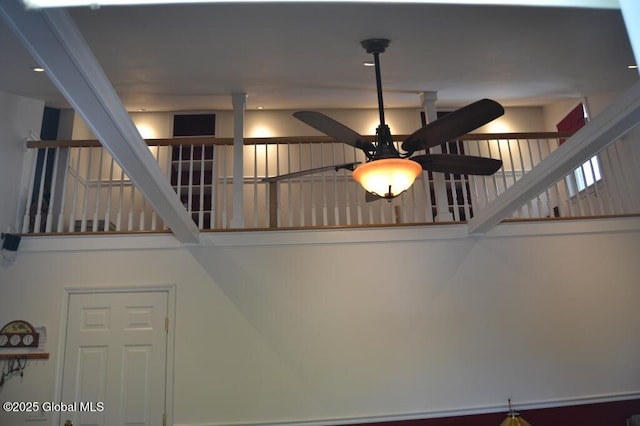 detailed view of a ceiling fan