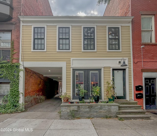 view of property featuring a garage