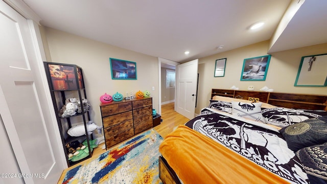 bedroom featuring light hardwood / wood-style floors