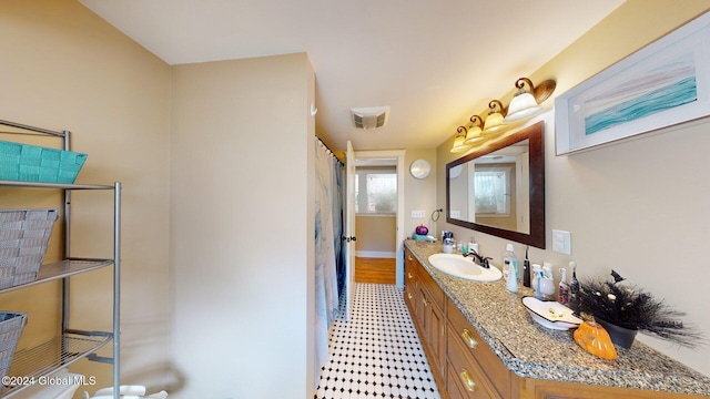 bathroom featuring wood-type flooring and vanity