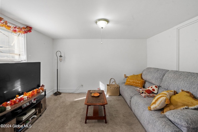 living room with light colored carpet