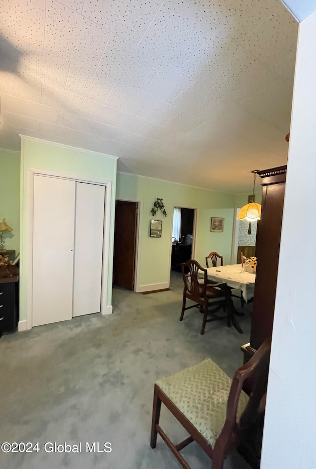 view of carpeted dining area