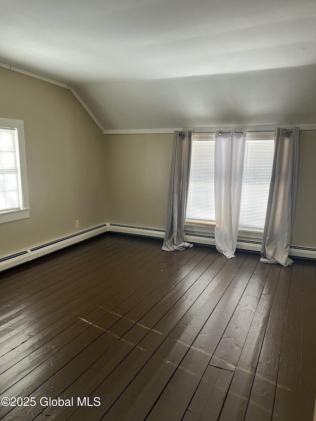 bonus room featuring dark hardwood / wood-style flooring and lofted ceiling