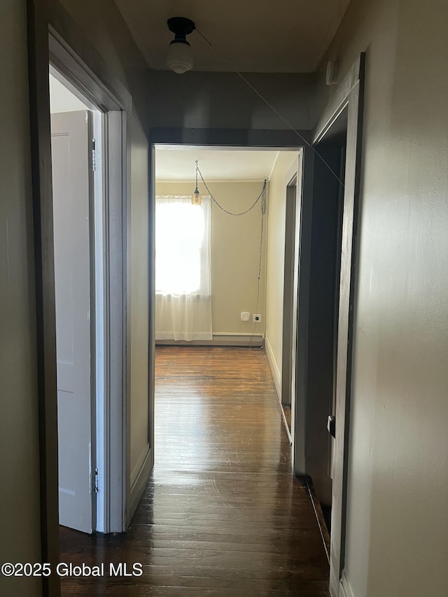 hall with dark hardwood / wood-style floors