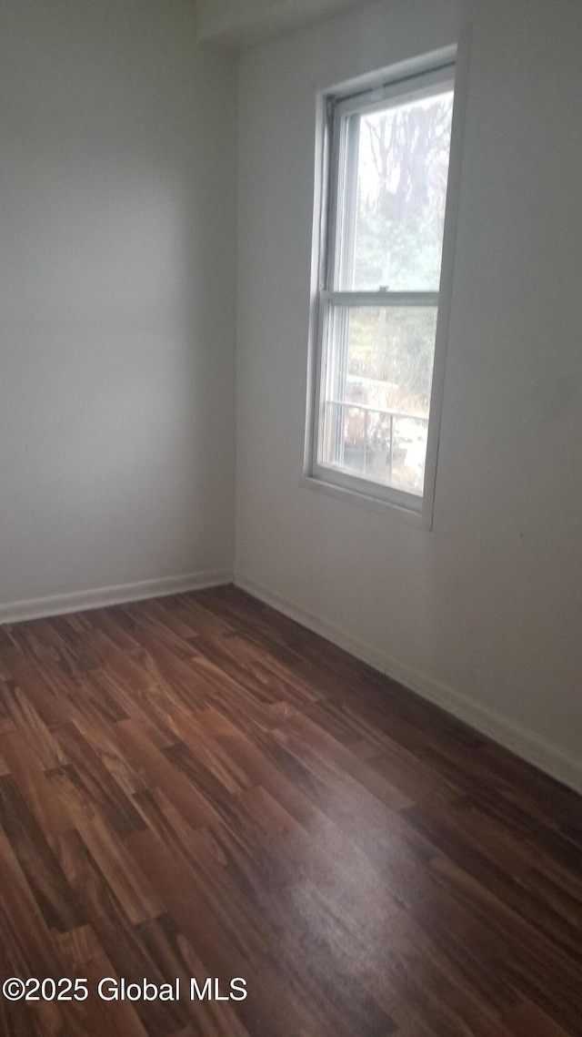 unfurnished room featuring dark wood-type flooring