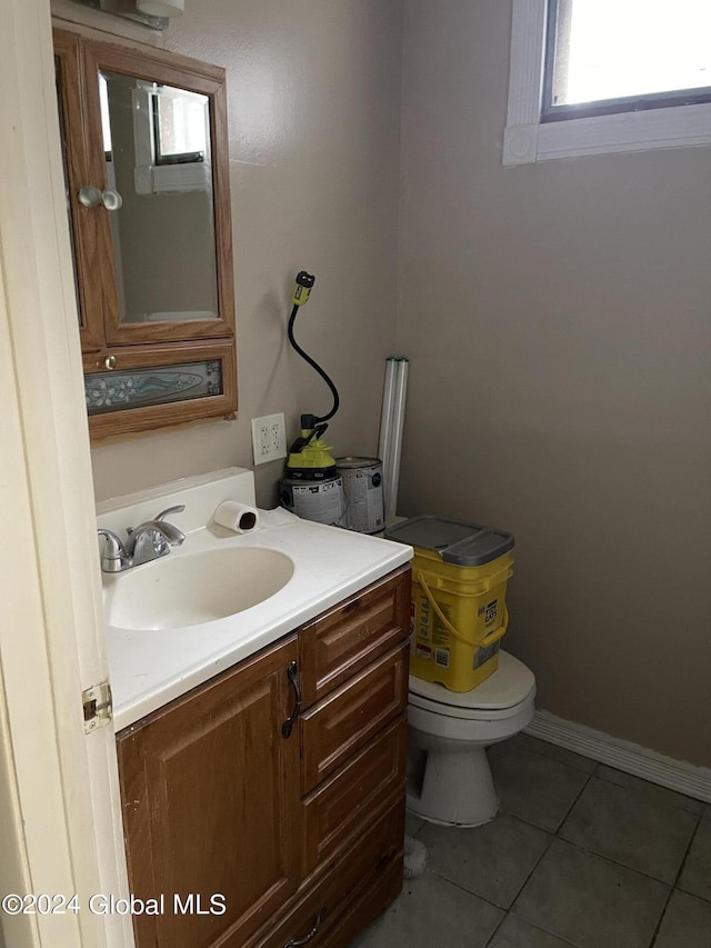 54 3rd St, Waterford, NY 12188 - half bathroom with tile patterned flooring, vanity, and toilet