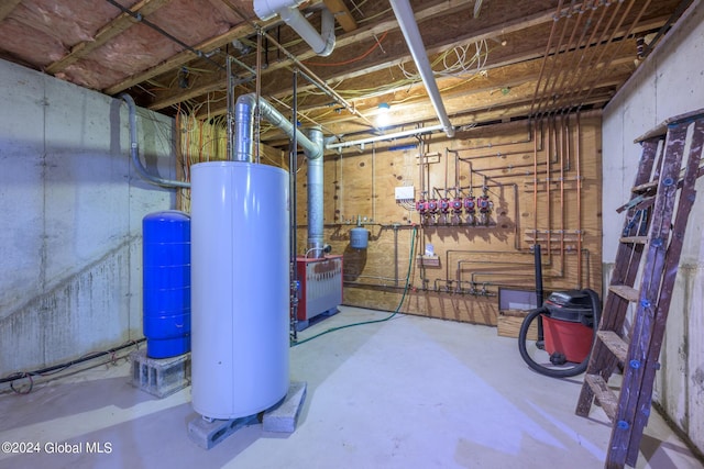 unfinished basement with water heater