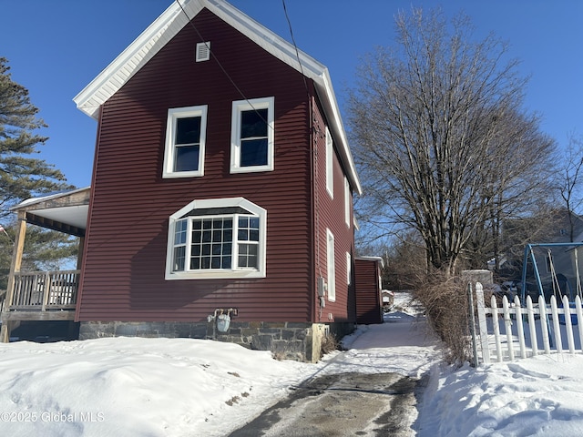 view of snowy exterior