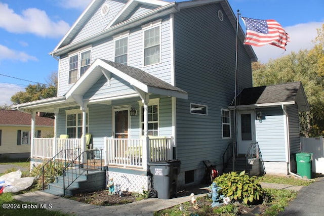 view of front of property with a porch