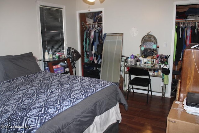 bedroom featuring dark hardwood / wood-style flooring