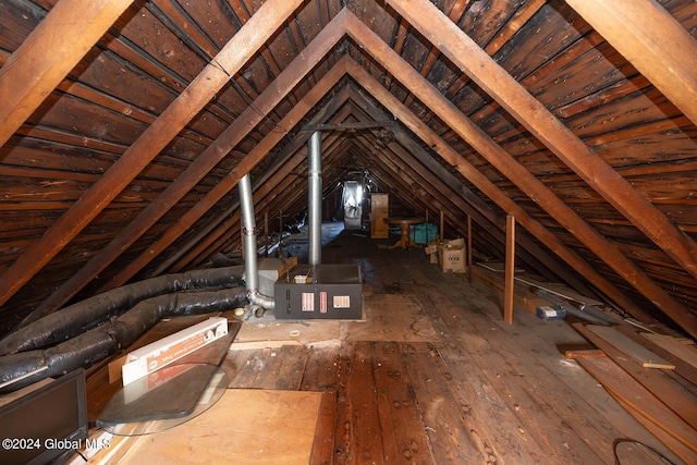 view of unfinished attic