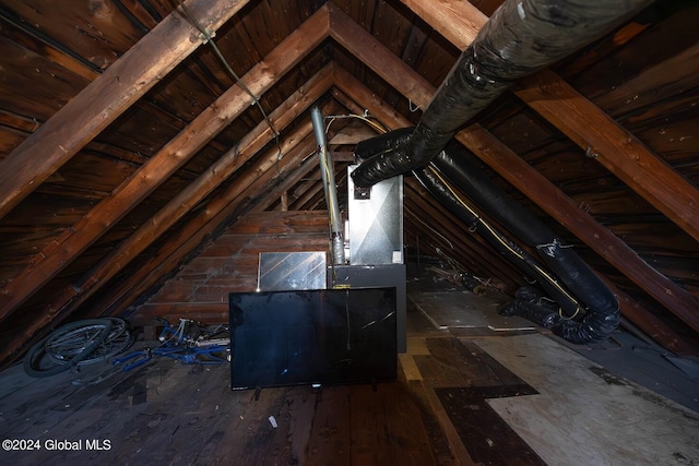 view of unfinished attic