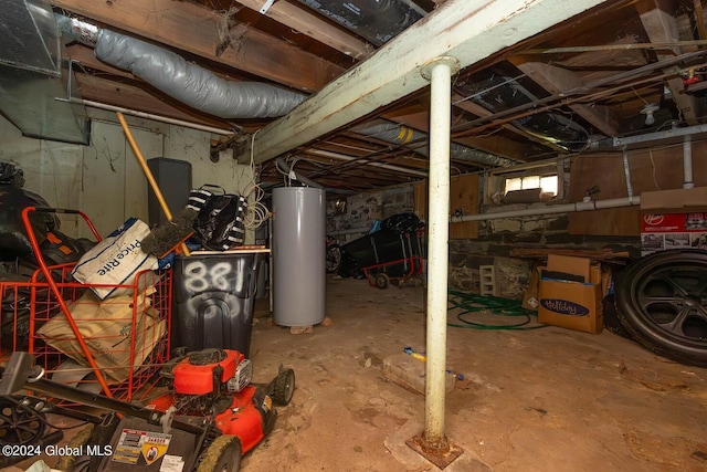 basement with water heater