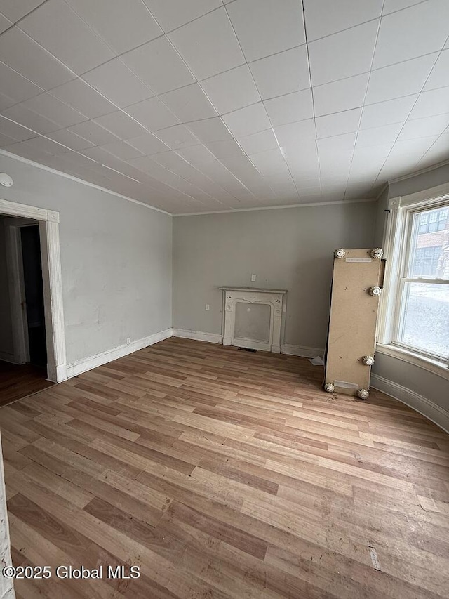 unfurnished living room with light wood-type flooring