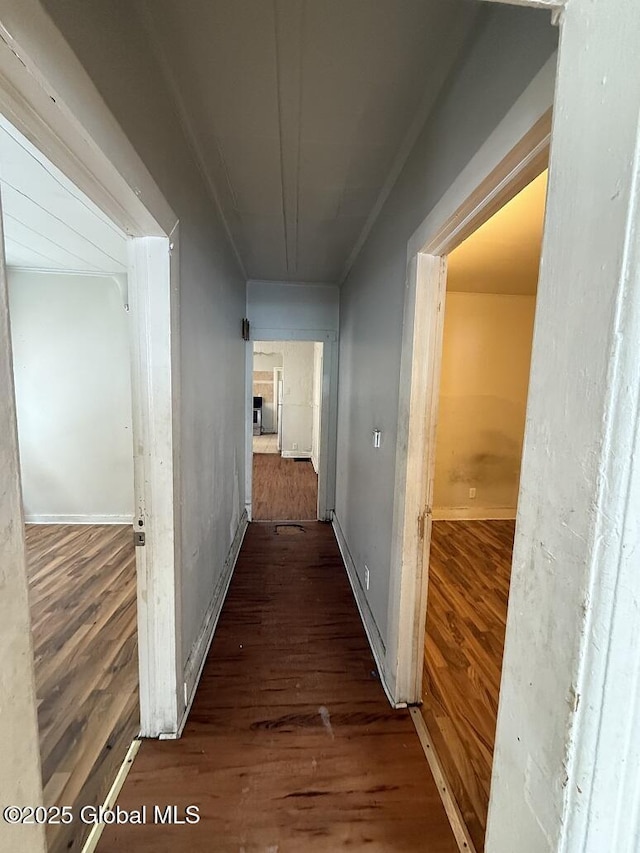 hall with dark hardwood / wood-style flooring