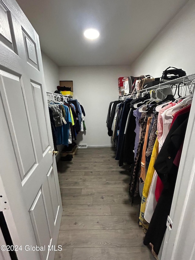 spacious closet with hardwood / wood-style floors