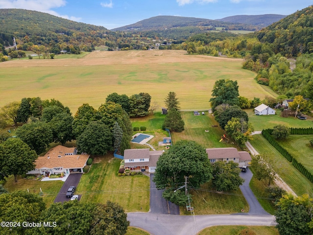 aerial view with a mountain view