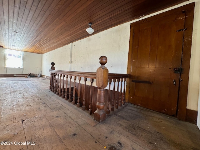 corridor featuring wood ceiling