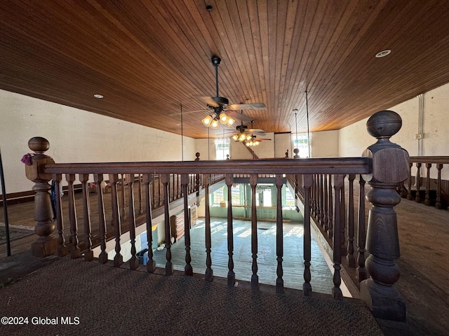 interior space featuring ceiling fan