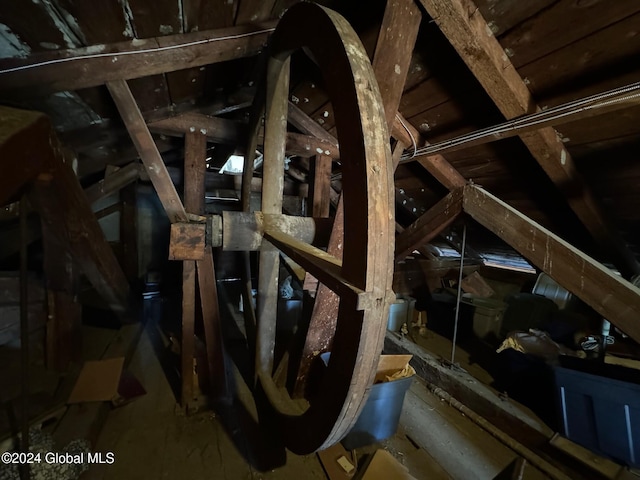 view of unfinished attic