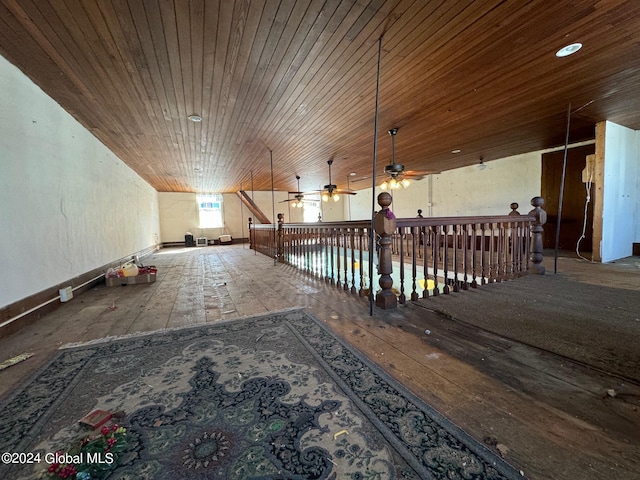 hall with wooden ceiling