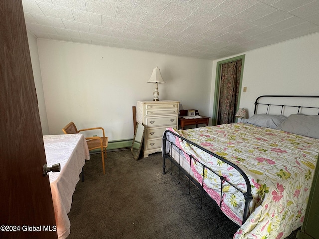 bedroom with dark carpet