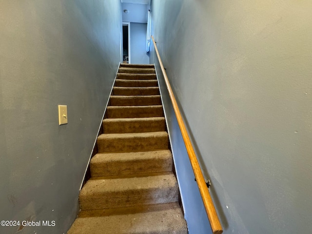 stairway with carpet floors