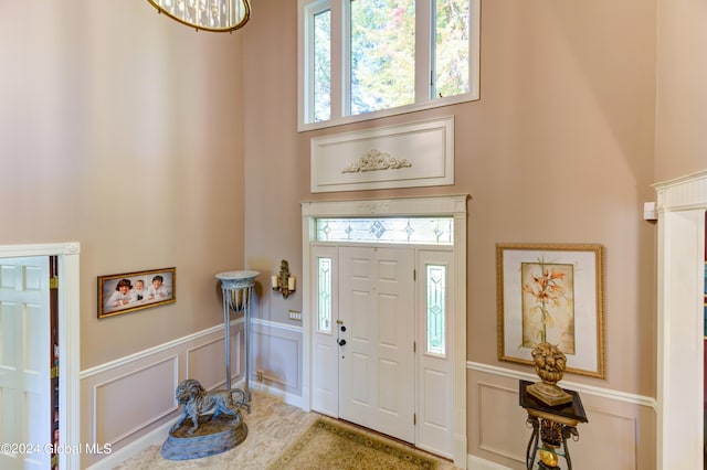 entrance foyer featuring a high ceiling