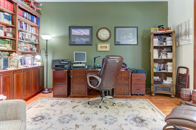 home office featuring light wood-type flooring