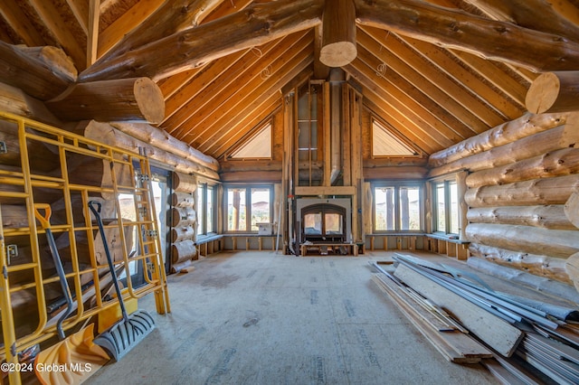 interior space with high vaulted ceiling