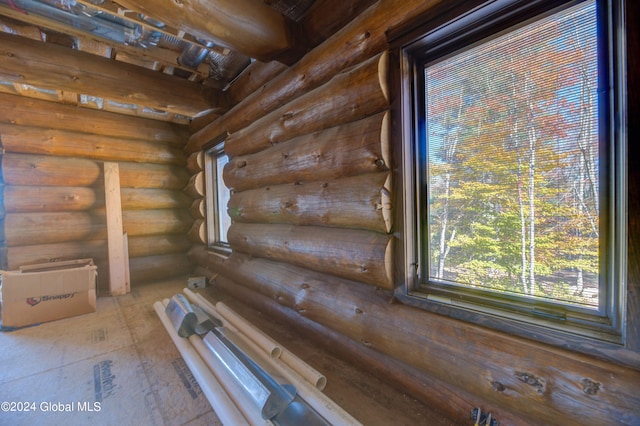 interior space with log walls