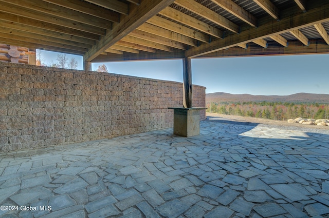 view of patio featuring a mountain view