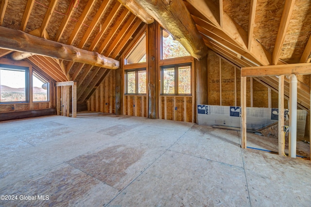 view of unfinished attic