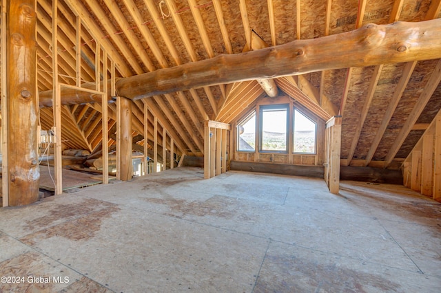 view of unfinished attic