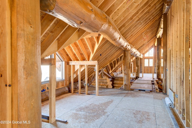 view of unfinished attic