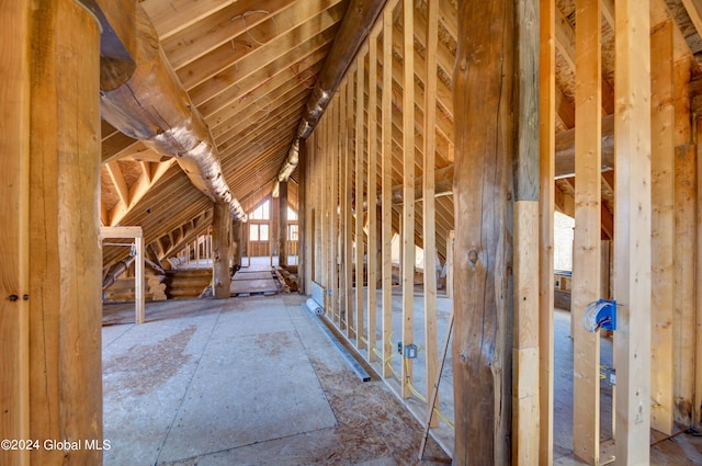 view of unfinished attic