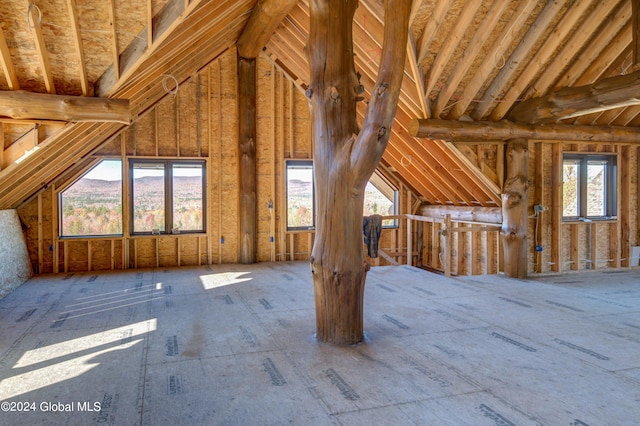 view of unfinished attic